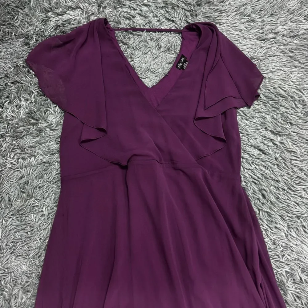 City Chic Softly Tied Orchid Dress Size 16
